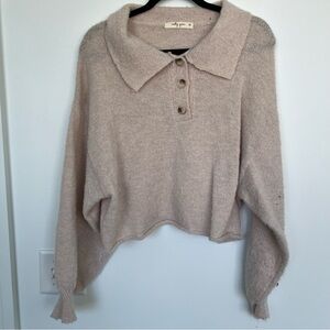 Cream Cowl Neck Sweater with Relaxed Fit
